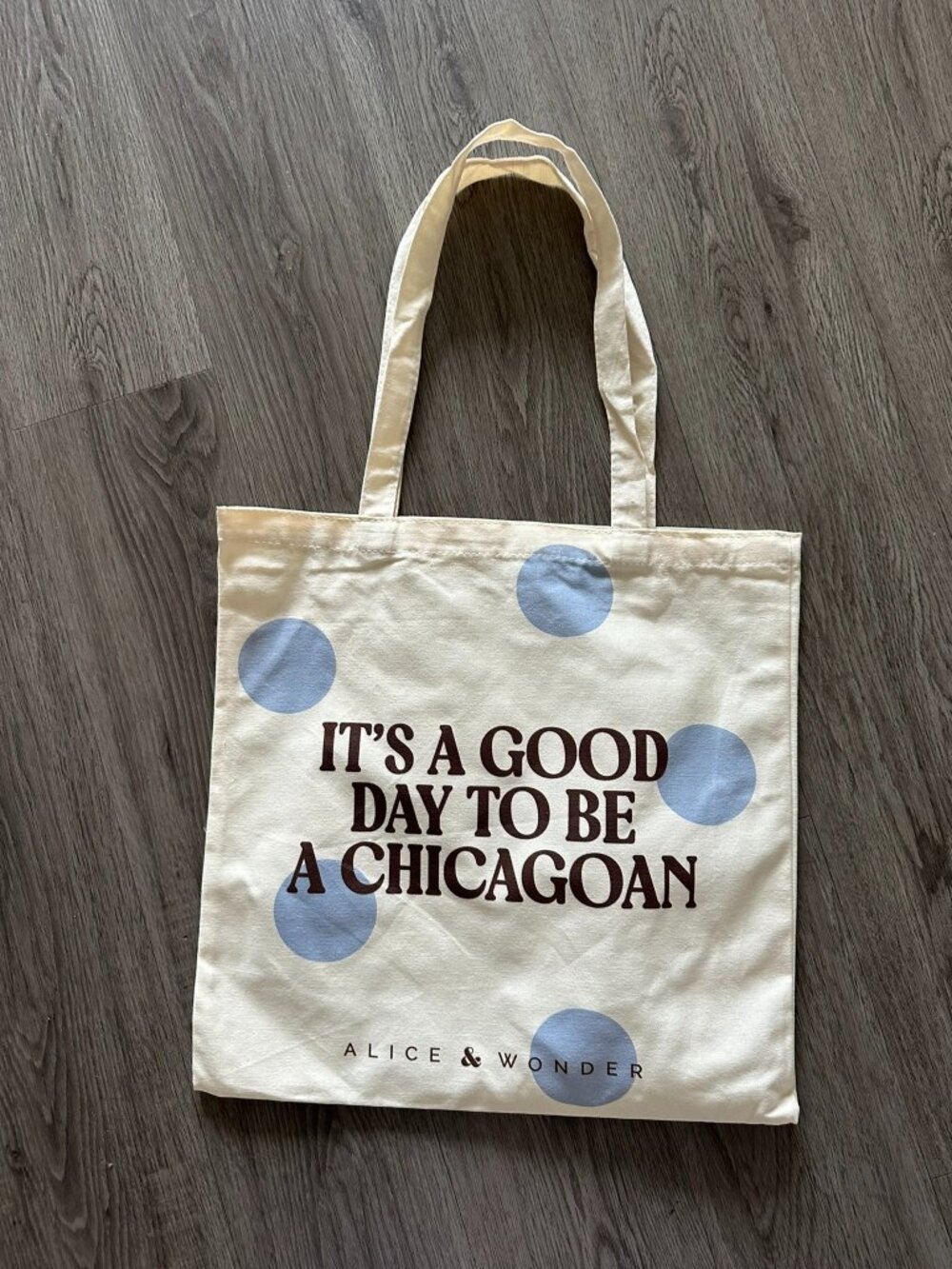NEW Alice & Wonder Chicago Icons Tote Bag - White / Blue / Brown